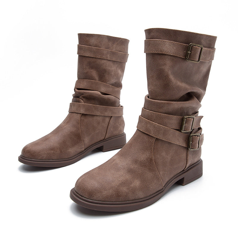 Women’s Low-Heel Motorcycle Ankle Boots