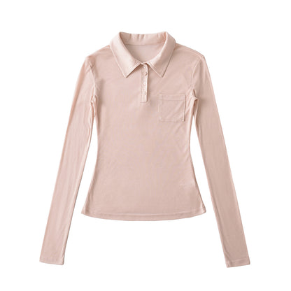 Fitted Long-Sleeve Polo Top