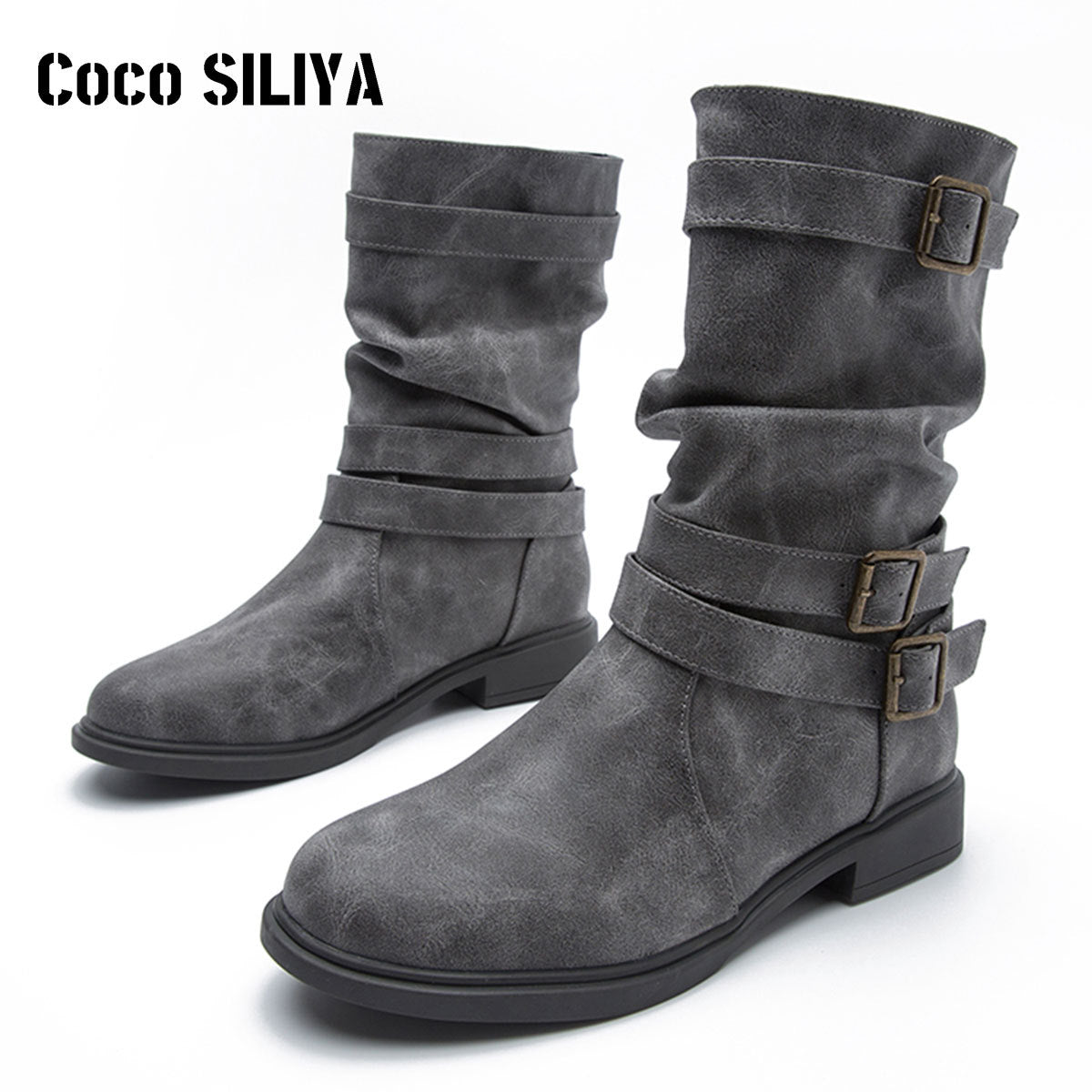 Women’s Low-Heel Motorcycle Ankle Boots