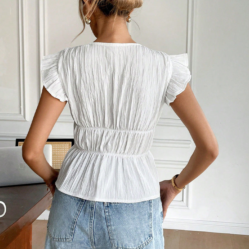 Bow Detail Ruffle Blouse
