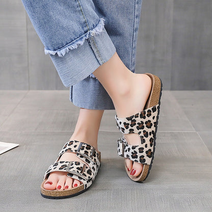 Women’s Leopard-Print Buckle Slippers