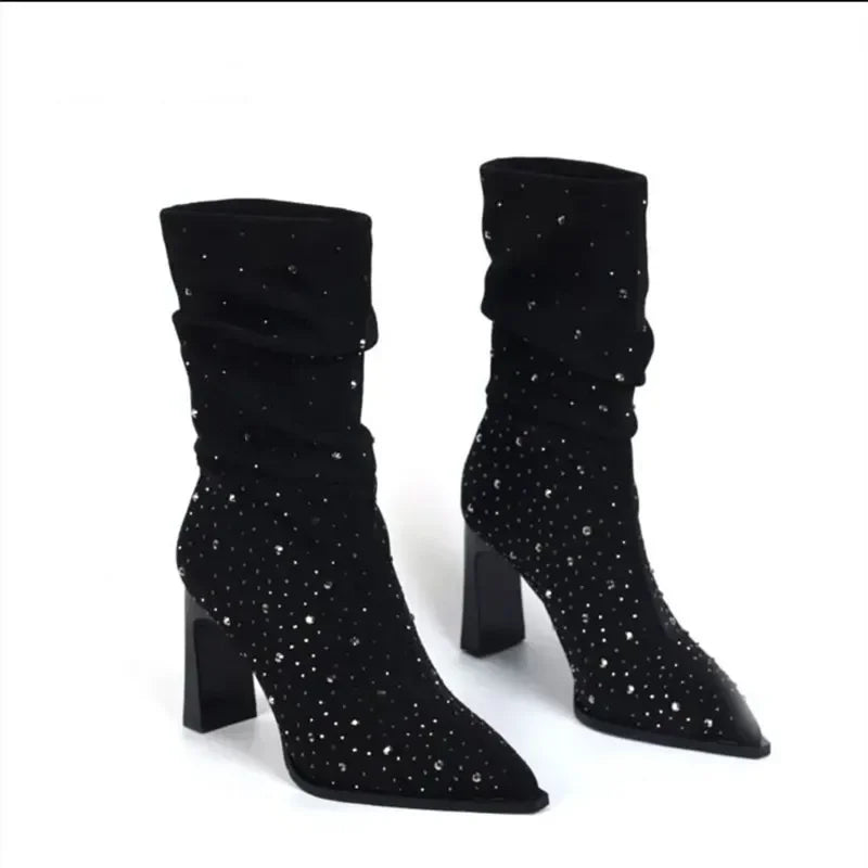 Women’s Pointed-Toe High-Heel Mid-Calf Boots