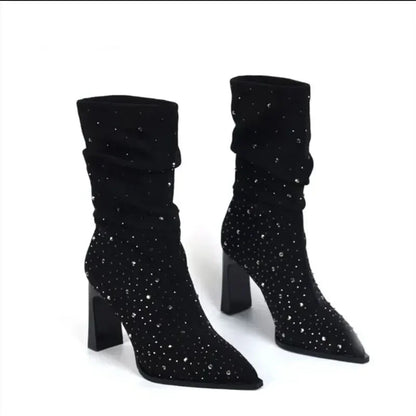 Women’s Pointed-Toe High-Heel Mid-Calf Boots