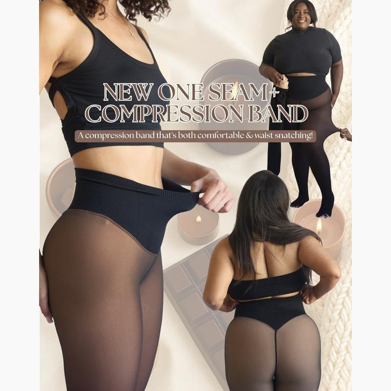 Fleece-Lined Sheer-Look Footed Tights
