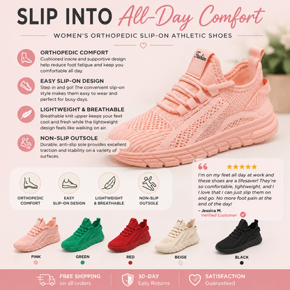 Women's Lightweight Orthopedic Slip-On Athletic Walking Shoes
