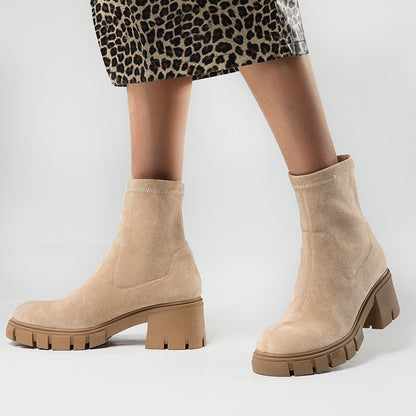 Women’s Leather Chunky-Sole Chelsea Boots