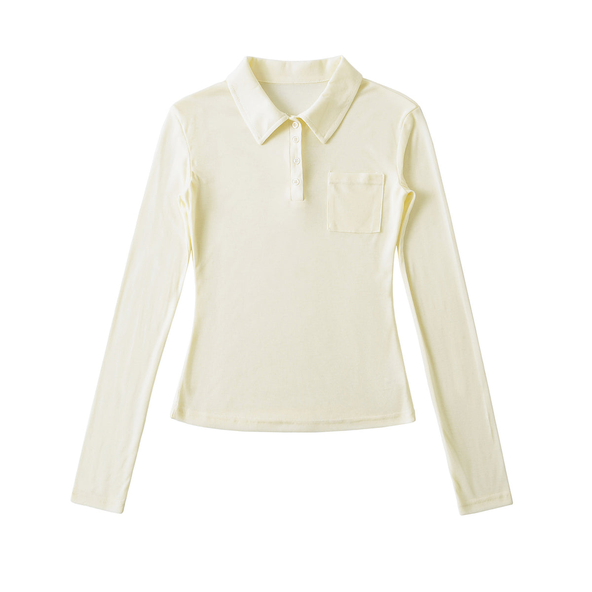 Fitted Long-Sleeve Polo Top