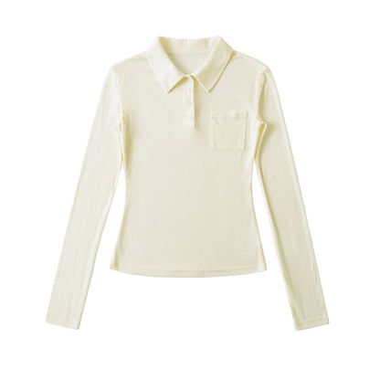 Fitted Long-Sleeve Polo Top