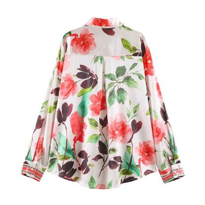 Red Floral Collared Shirt