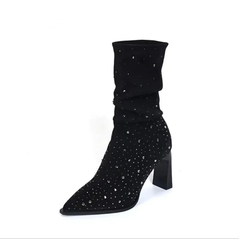 Women’s Pointed-Toe High-Heel Mid-Calf Boots