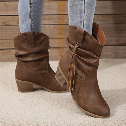 Women’s Slouchy Tassel Mid-Calf Boots