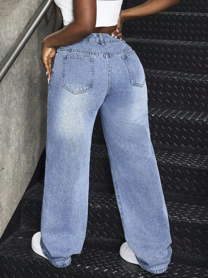 Distressed Wide-Leg Jeans