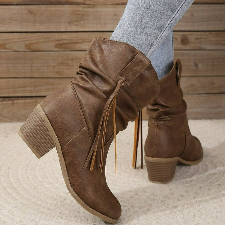 Women’s Slouchy Tassel Mid-Calf Boots