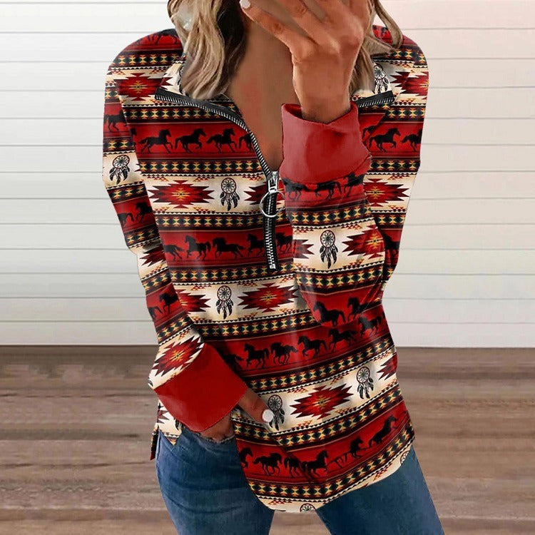 V-Neck Zip Sweater