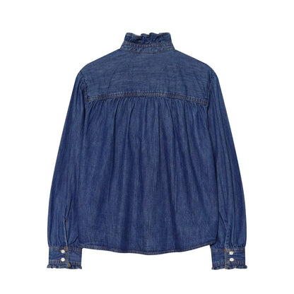 Ruffle denim top shirt