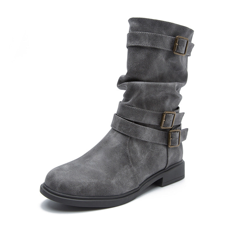 Women’s Low-Heel Motorcycle Ankle Boots