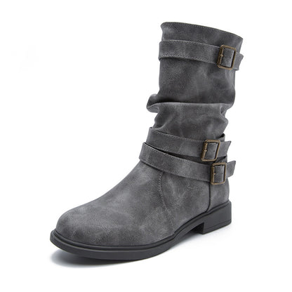 Women’s Low-Heel Motorcycle Ankle Boots