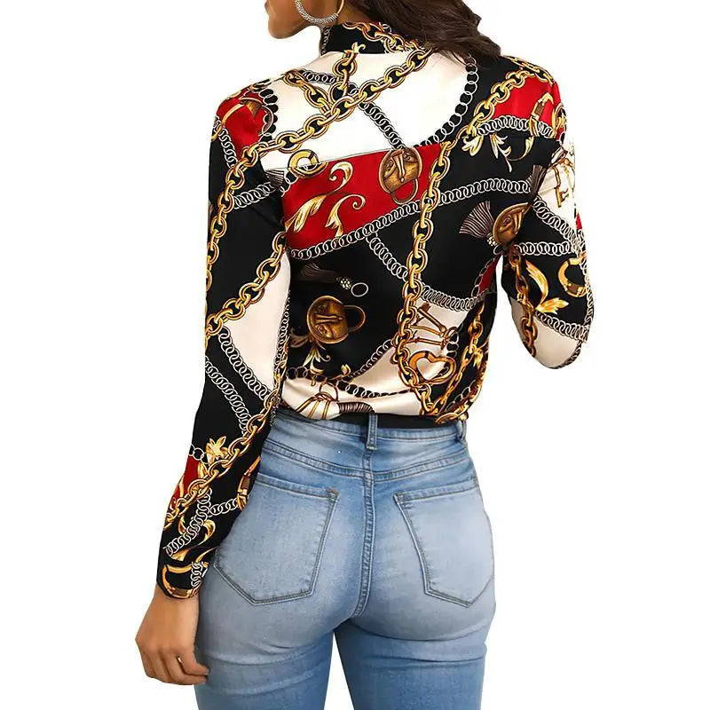 Chain Print Tie Shirt