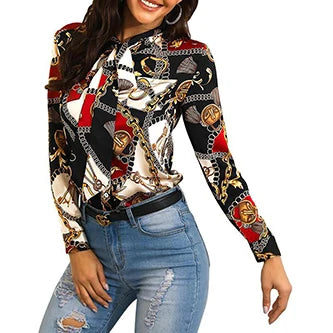 Chain Print Tie Shirt