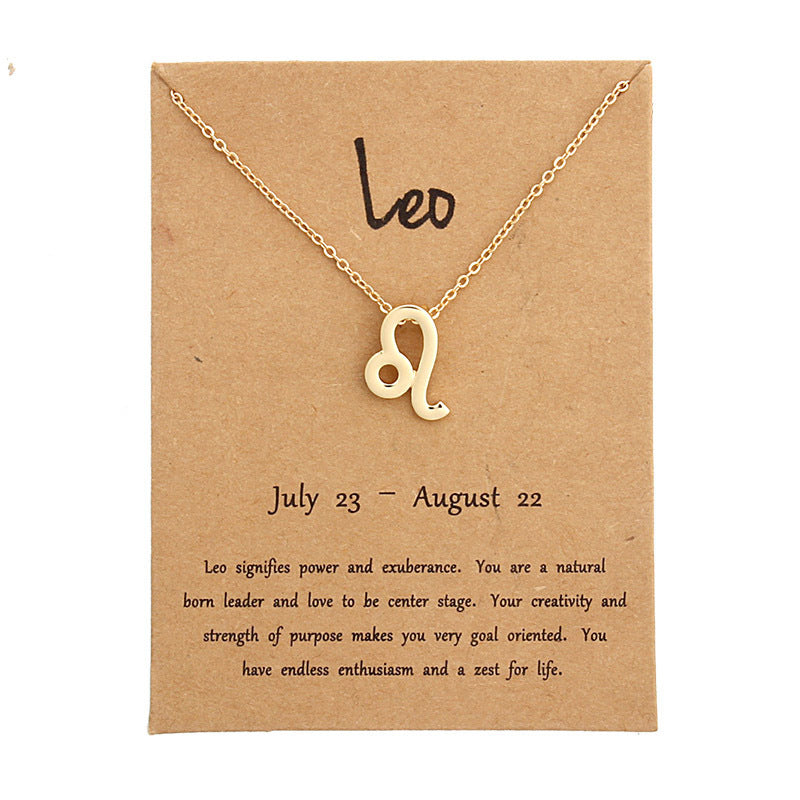Zodiac Simple Gold Alloy Pendant Necklace