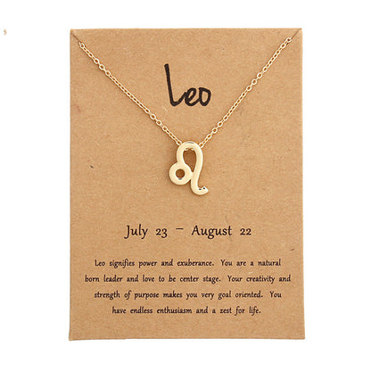 Zodiac Simple Gold Alloy Pendant Necklace